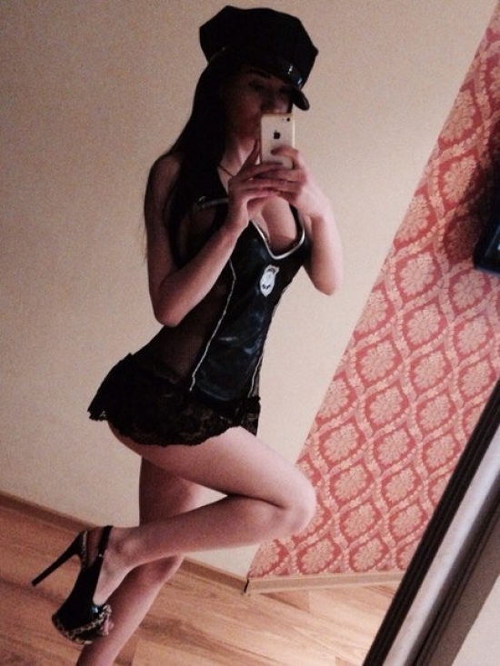 Erotic police costume fetish girl selfie