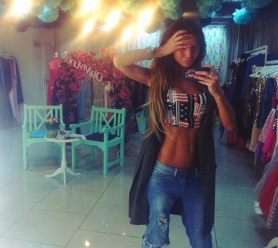 sexy brunette in public