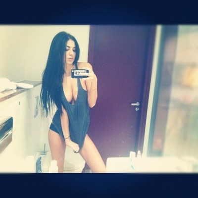 sexy brunette with big boobs