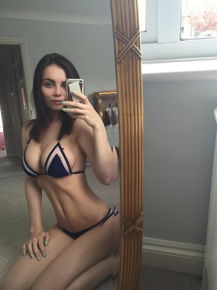 Mirrored selfie hot  brunette with big tits